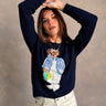 Julia Navy Teddy Bear Sweater- front view