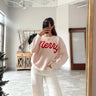 Merry Cream & Red Sweater - full front view