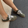 Sydney Olive Suede Sneaker- front side view