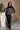 Melanie Black & Cream Striped Sweater - full body front view