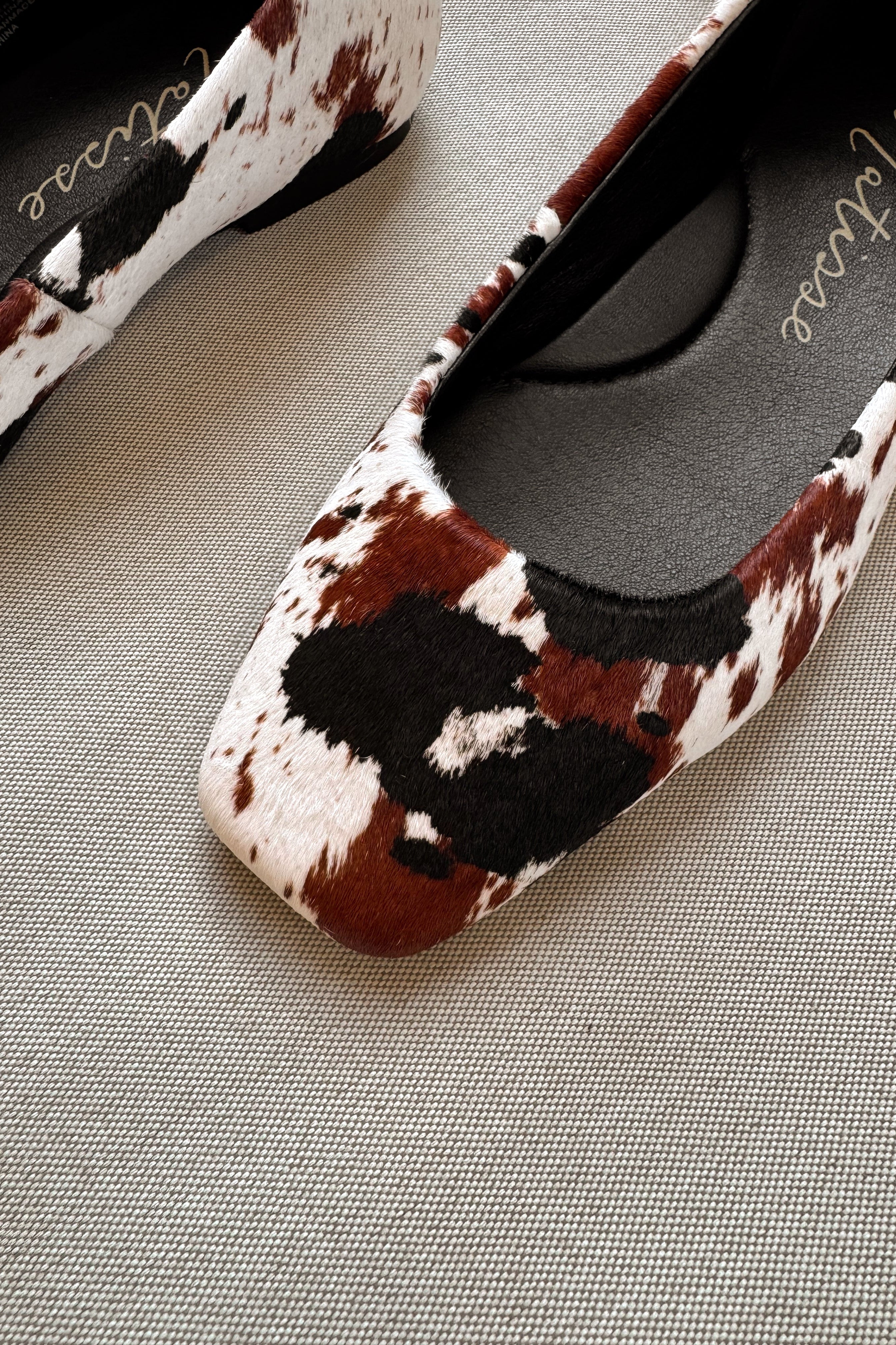 Matisse Phillip Brown Calf Hair Ballet Flat- close up front toe view