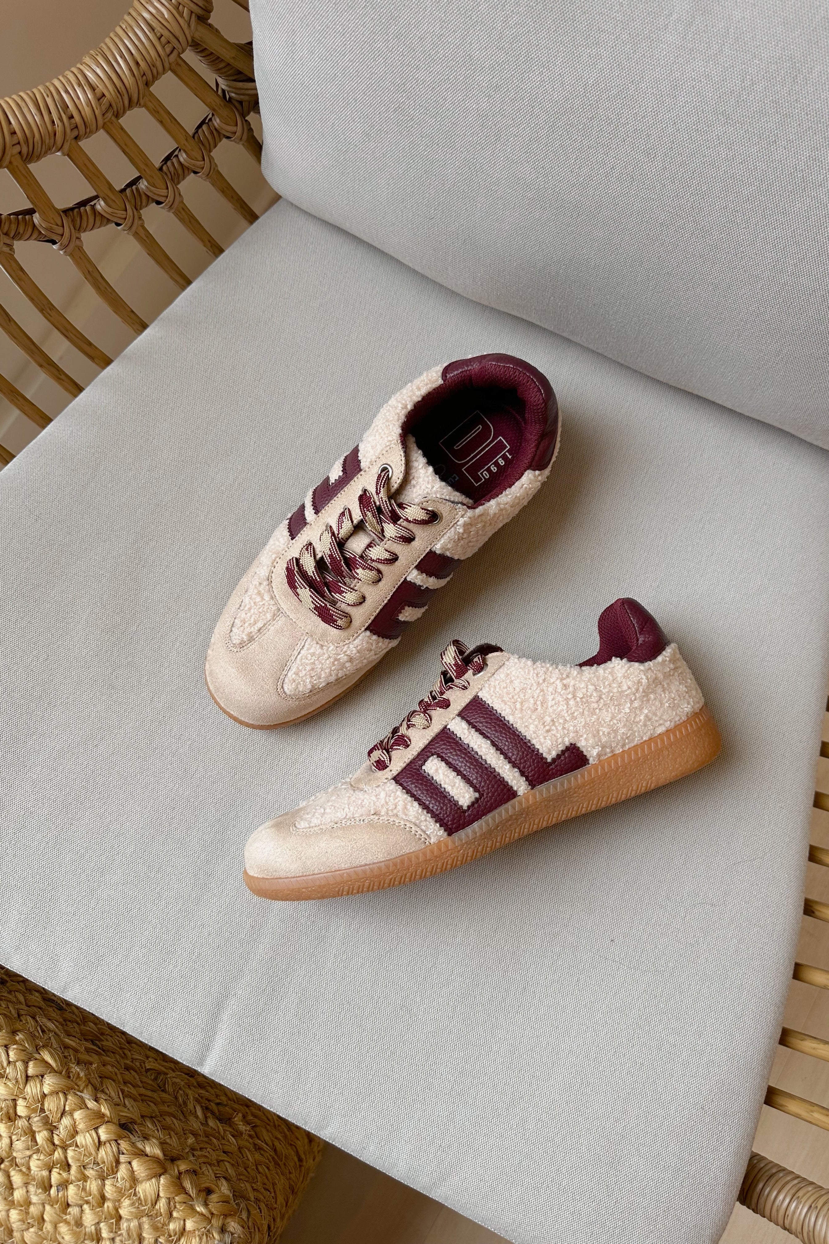 Dirty Laundry Trackstar Taupe Shearling Sneaker- flat lay view
