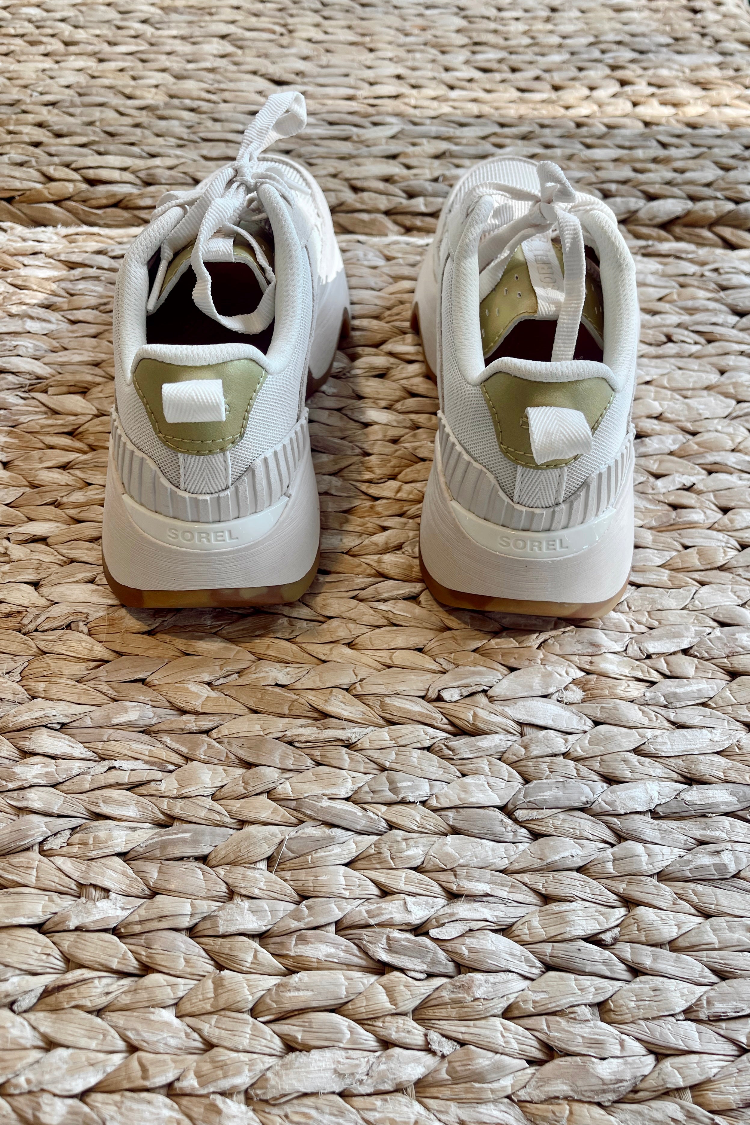 Sorel Kinetic Impact II Wonder Lace True Gold & Chalk Sneaker- back view 