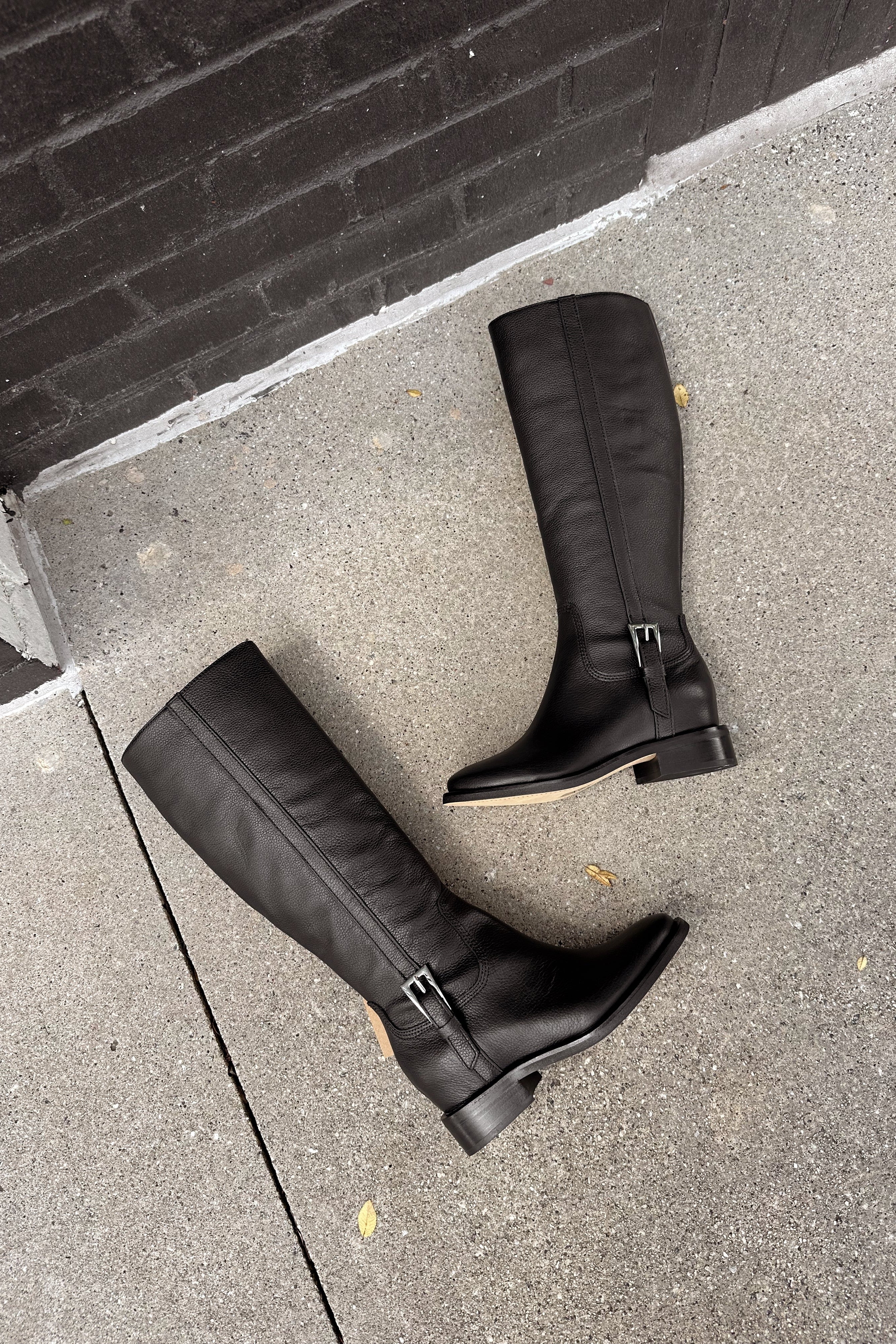 Dolce Vita Kilian H2O Black Leather Boots- full flat lay view