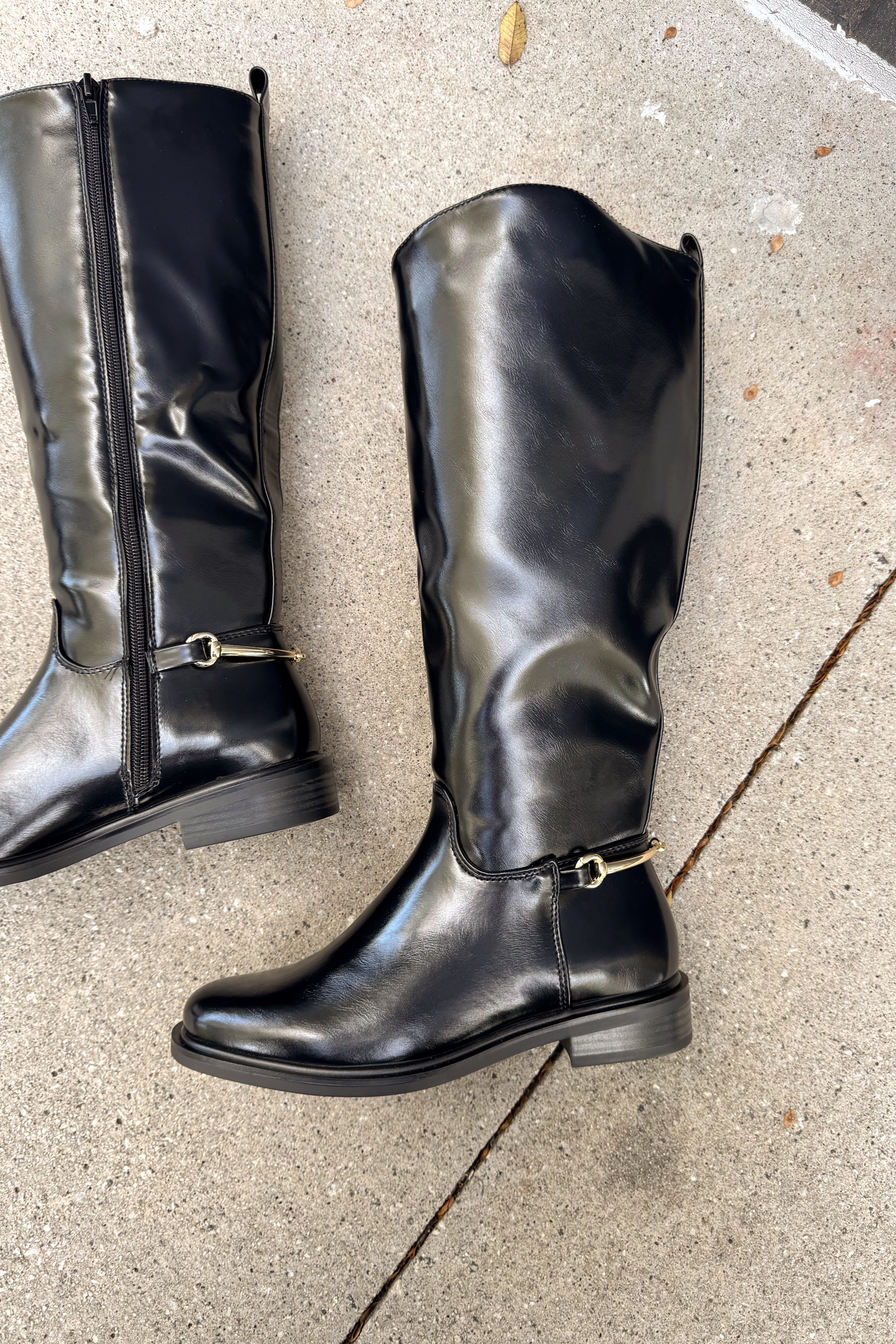 Sofia Black Tall Riding Boot- full side view