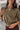 Sami Olive Leather Collar Zip-Up Sweater - front view close up