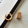 Leah Gold Ribbed Hoop Earrings - flat lay close up