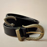 Malia Black & Gold Snake Buckle Belt- front view