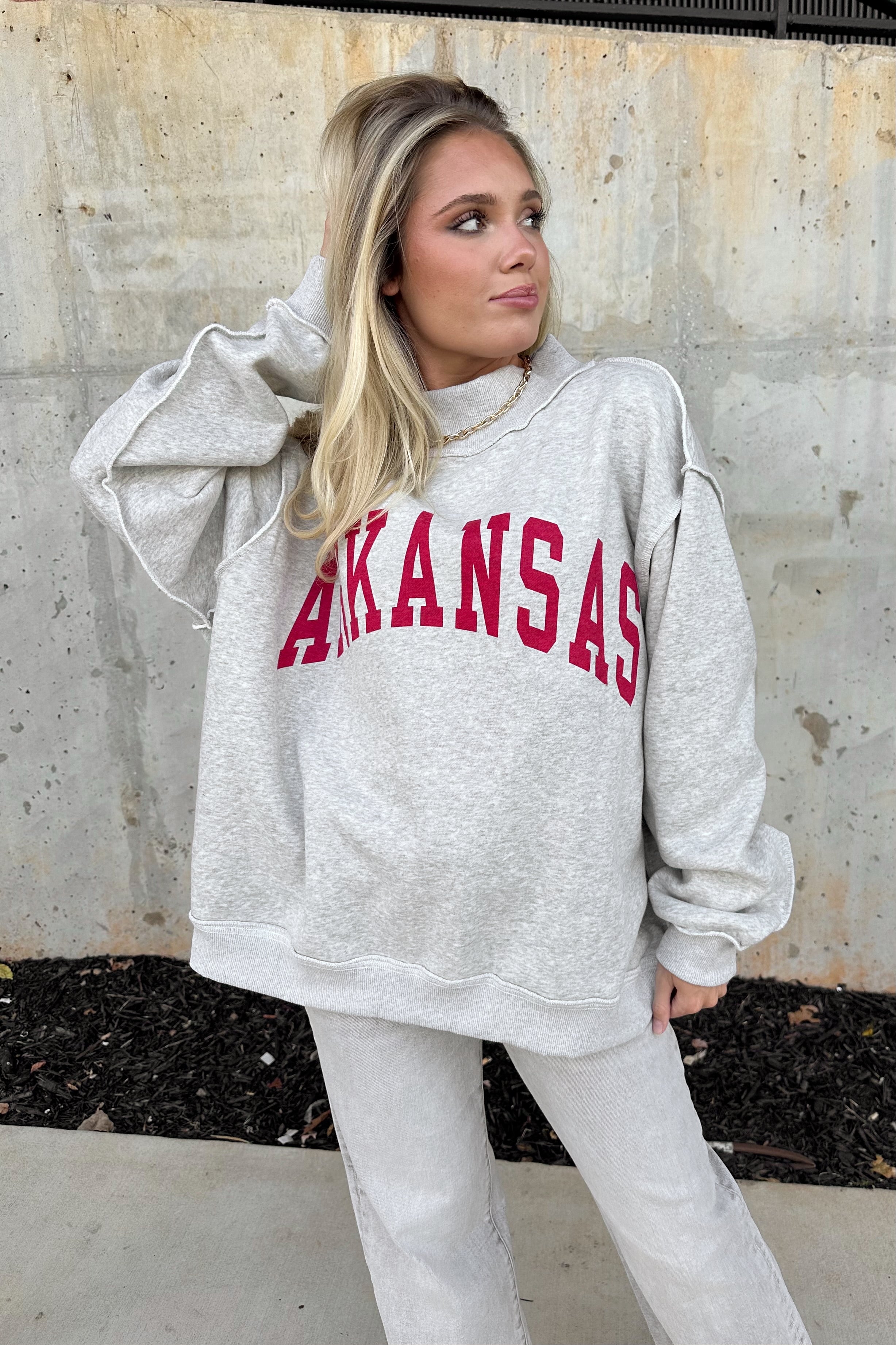 Arkansas Reversible Mock Neck Sweatshirt- front view