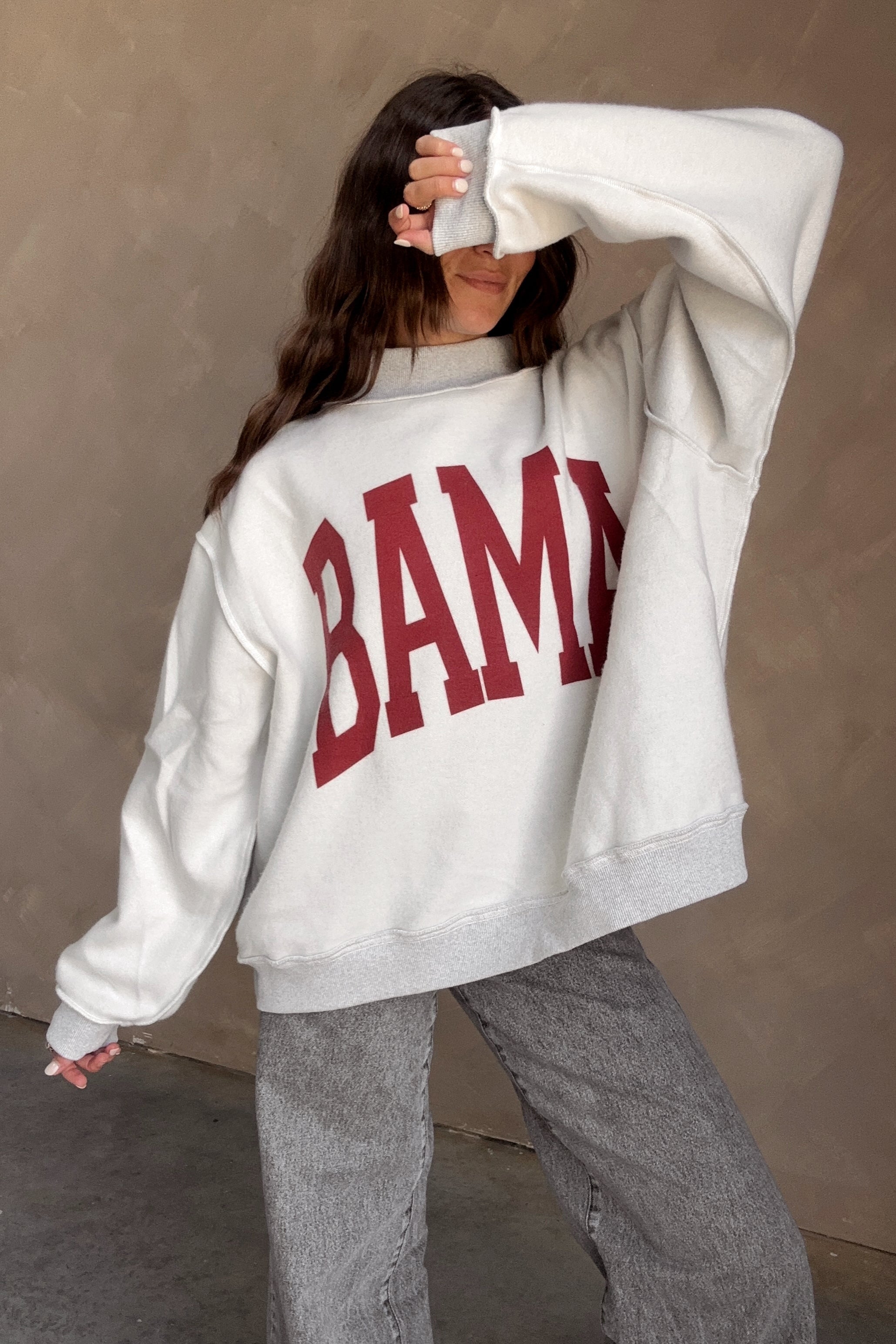 PRE-ORDER: Alabama Reversible Mock Neck Sweatshirt- front BAMA top view