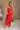 Marbella Red Strapless Belted Midi Dress - full body front view