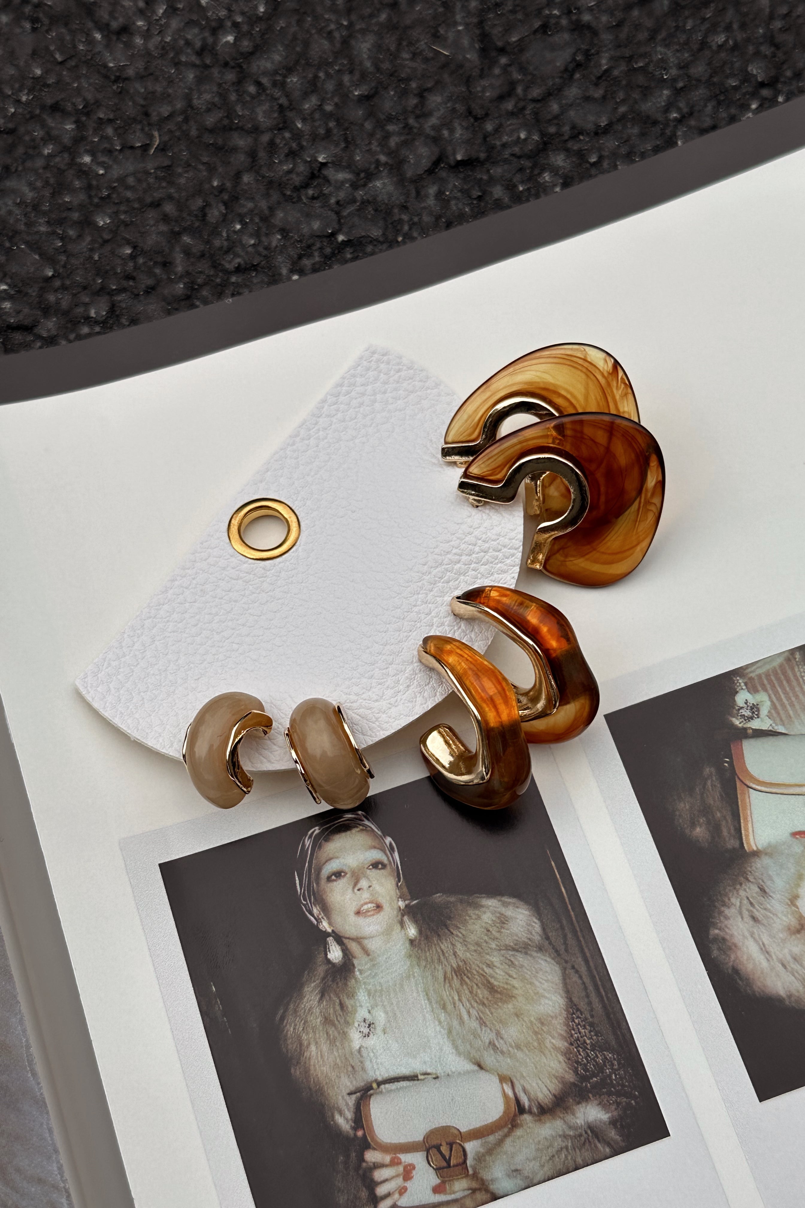 Janine Brown Tortoise Hoop Earring Set - flat lay