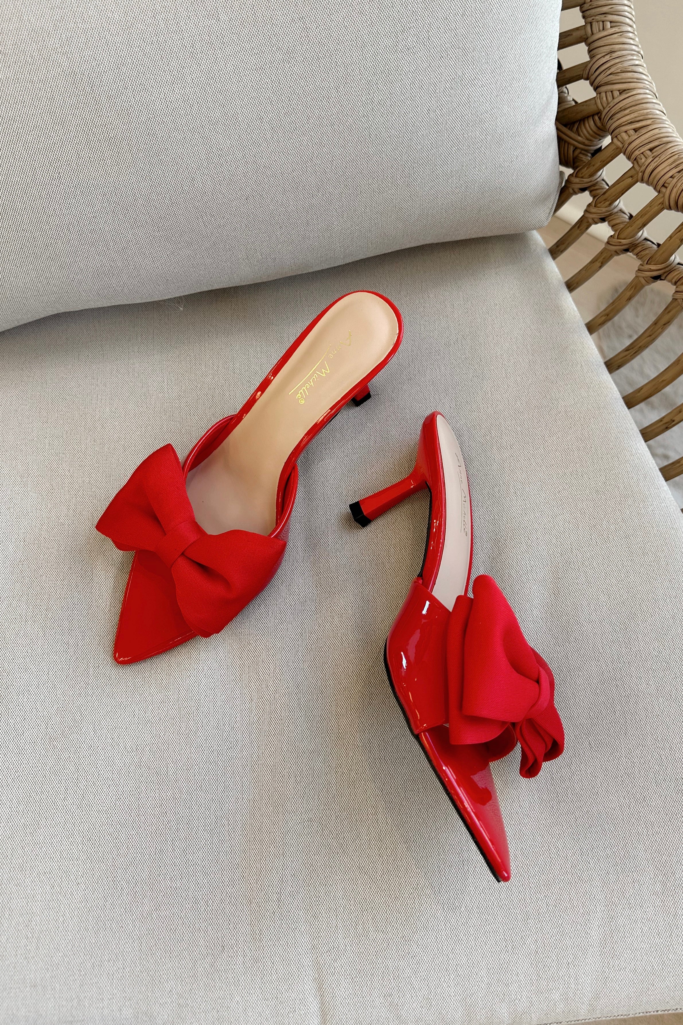 Bermuda Red Patent Bow Kitten Heel Lizard Thicket