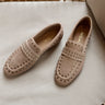 Diba True Can Yon Taupe Studded Suede Loafer- frontal flat lay view