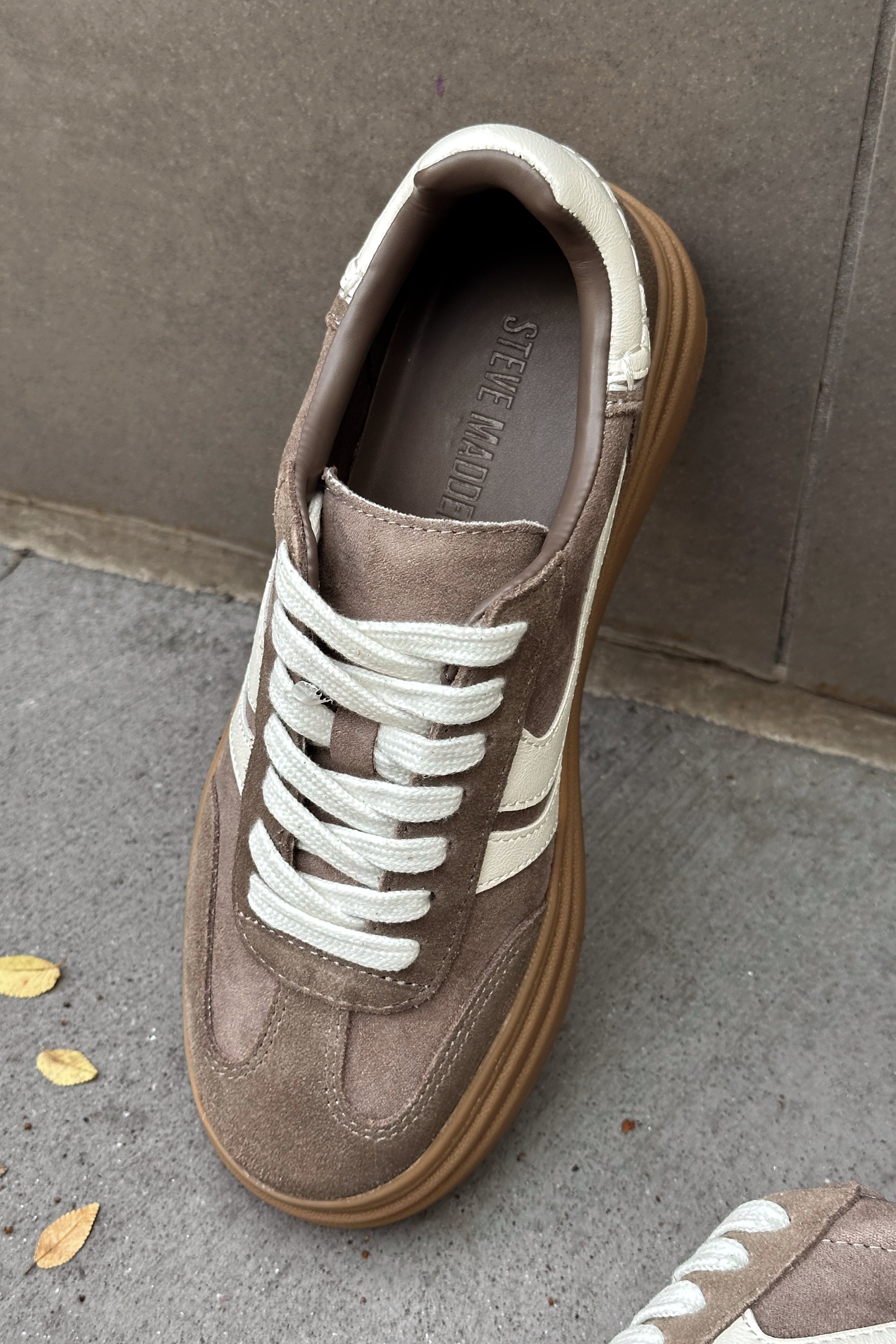 Steve Madden Dodge Taupe Multi Platform Sneaker- front top view