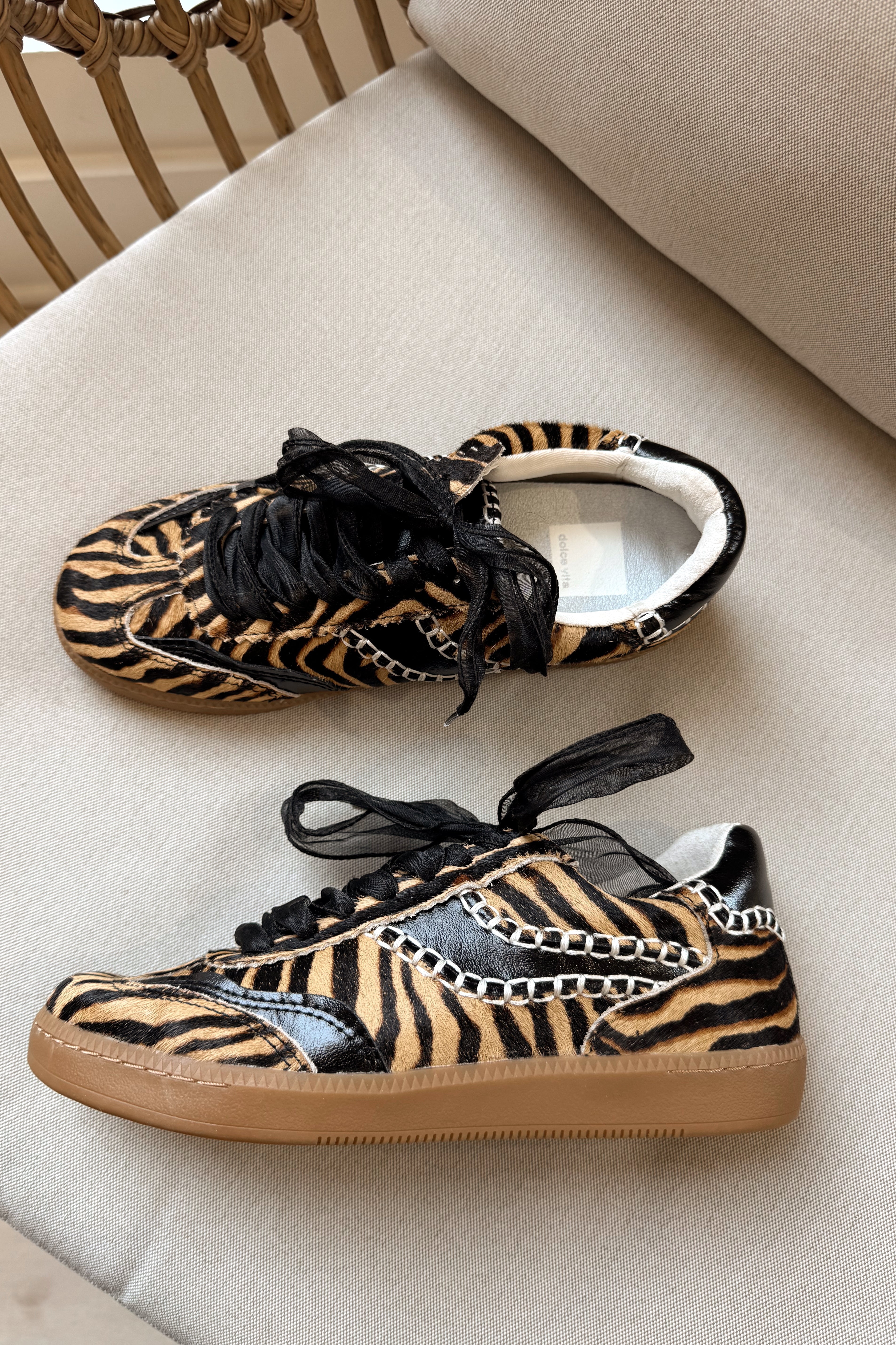 Dolce Vita Notice Stitch Tiger Calf Hair Sneaker- flat lay view