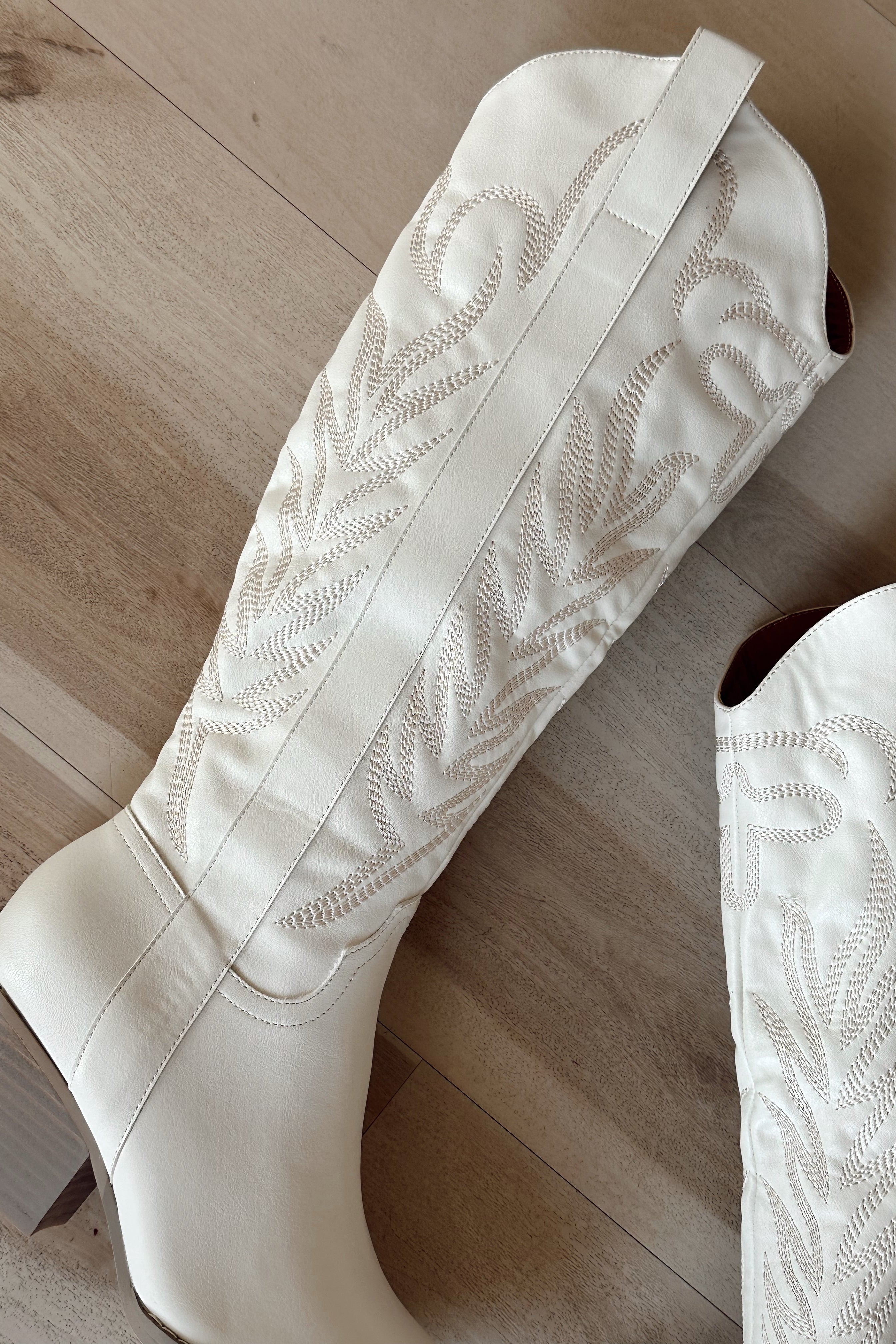 Samara White Western Tall Boot - full side view