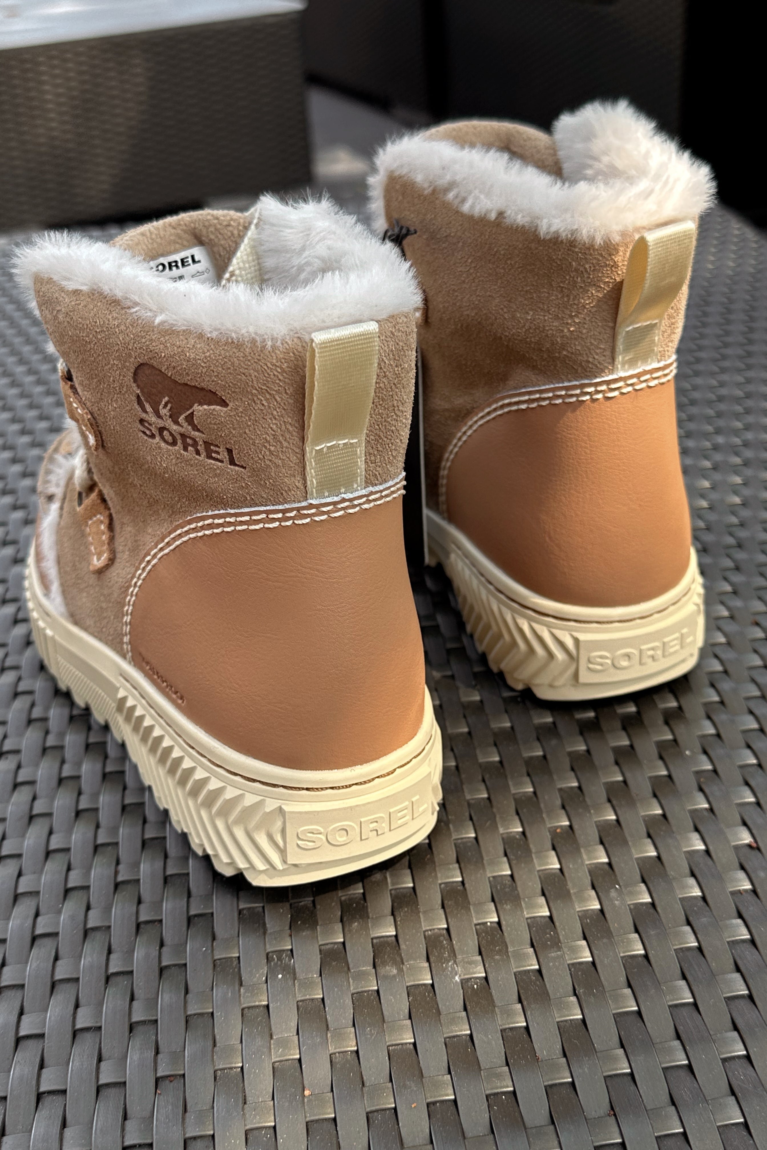 Sorel Ona Ave Alpine Dusty Tan, Tawny Buff Waterproof Boot- heel view