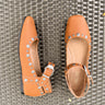 Mystic Camel Studded Ankle Strap Flat- flat lay view