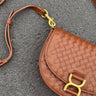 Alise Gold & Brown Braided Purse- close up view