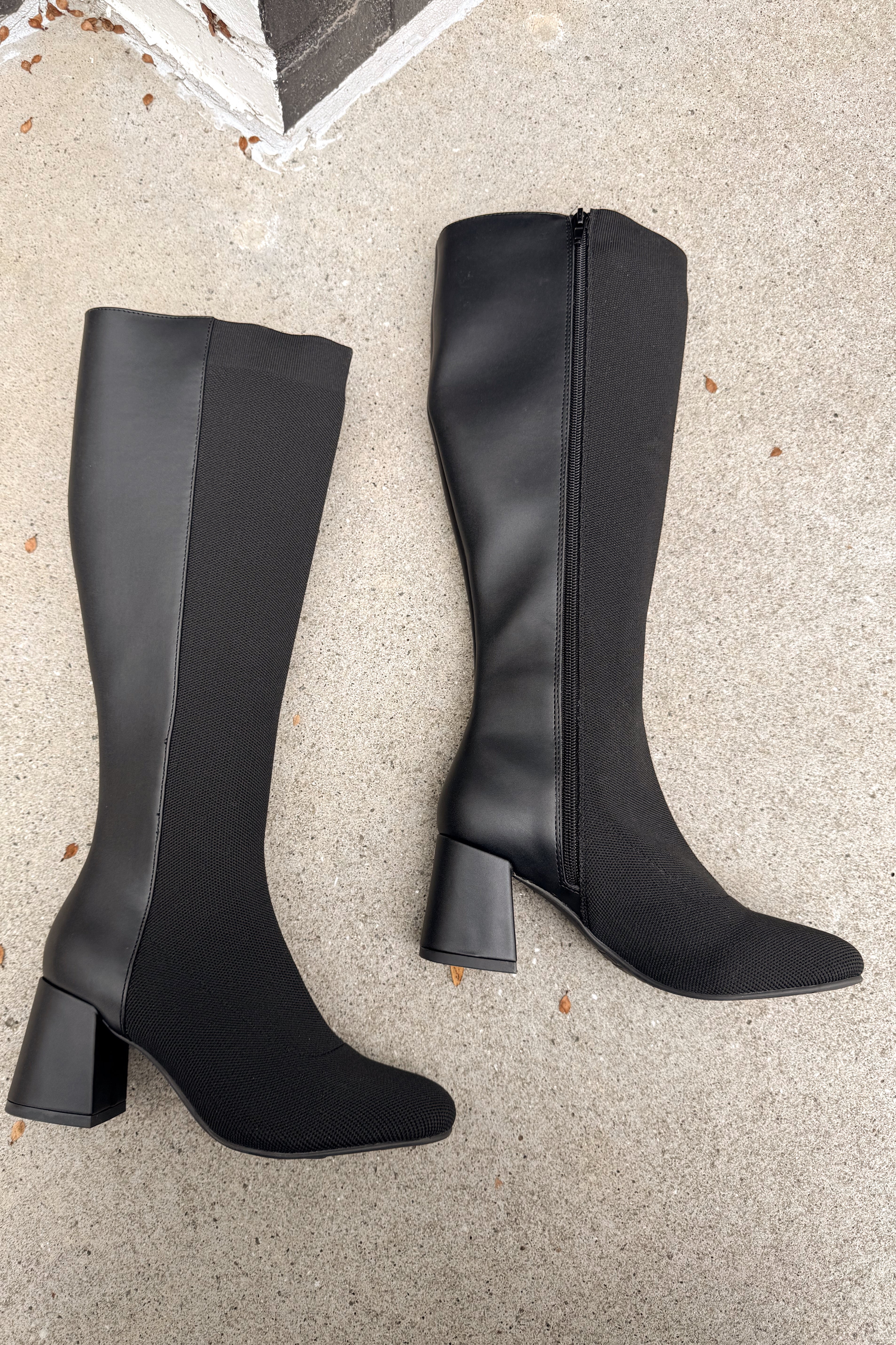 Mia Bettina Black Contrast Tall Boot- flat lay view