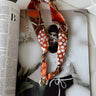 Mia Orange & Brown Multi Stone Scarf Necklace- flat lay view