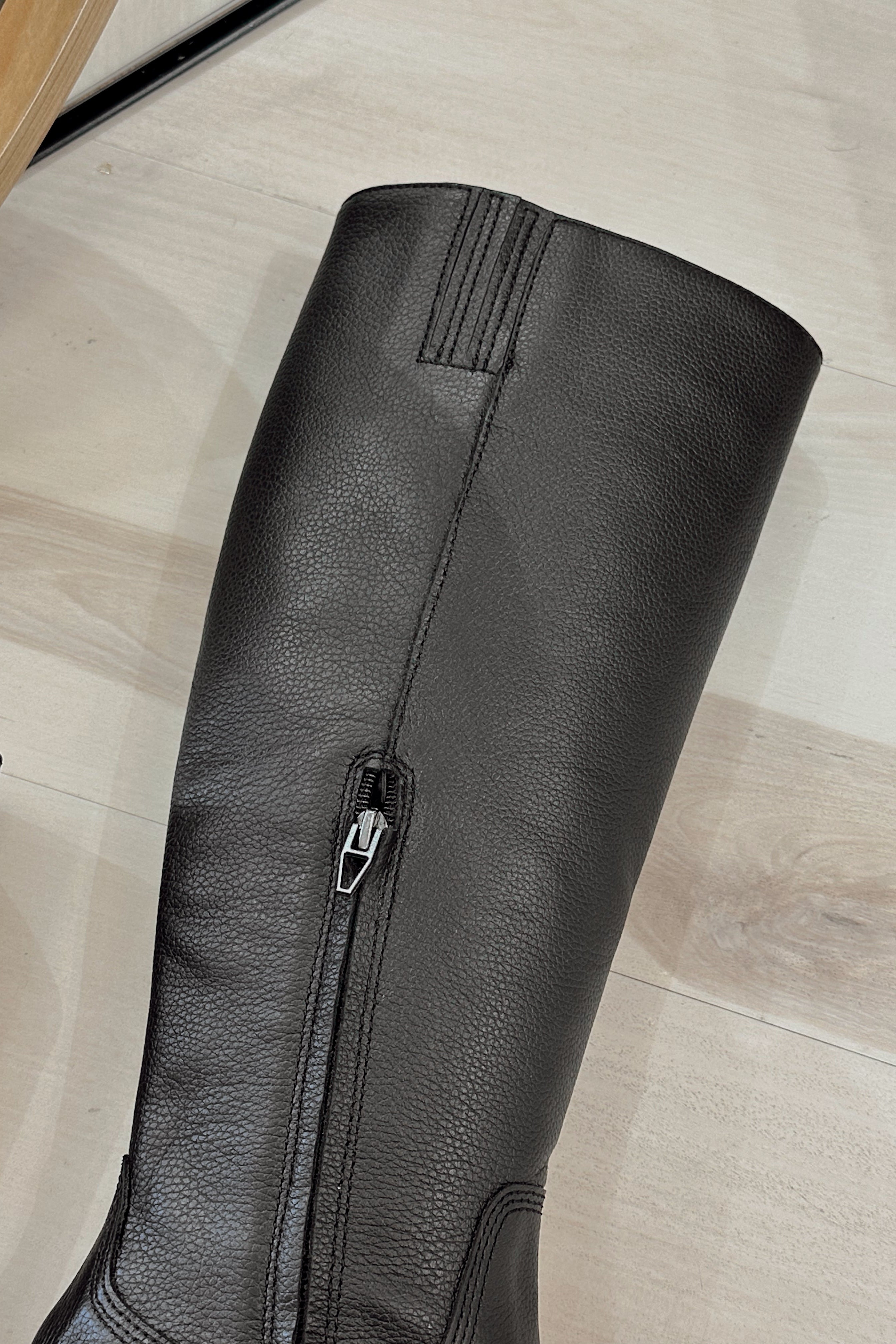 Dolce Vita Kilian H2O Black Leather Boots- close up top view