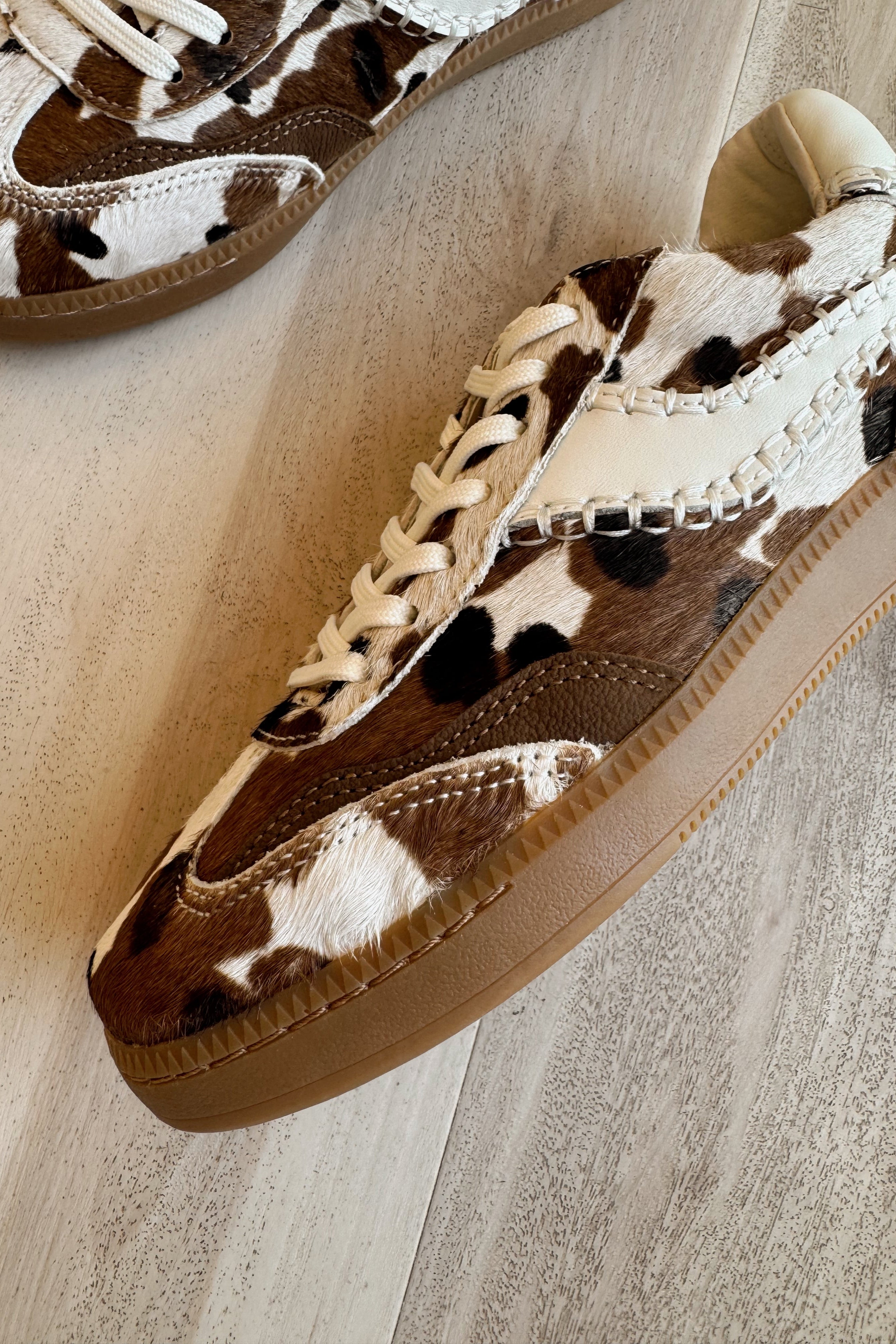 Dolce Vita Notice Stitch Cocoa Taurus Calf Hair Sneaker- front toe side view