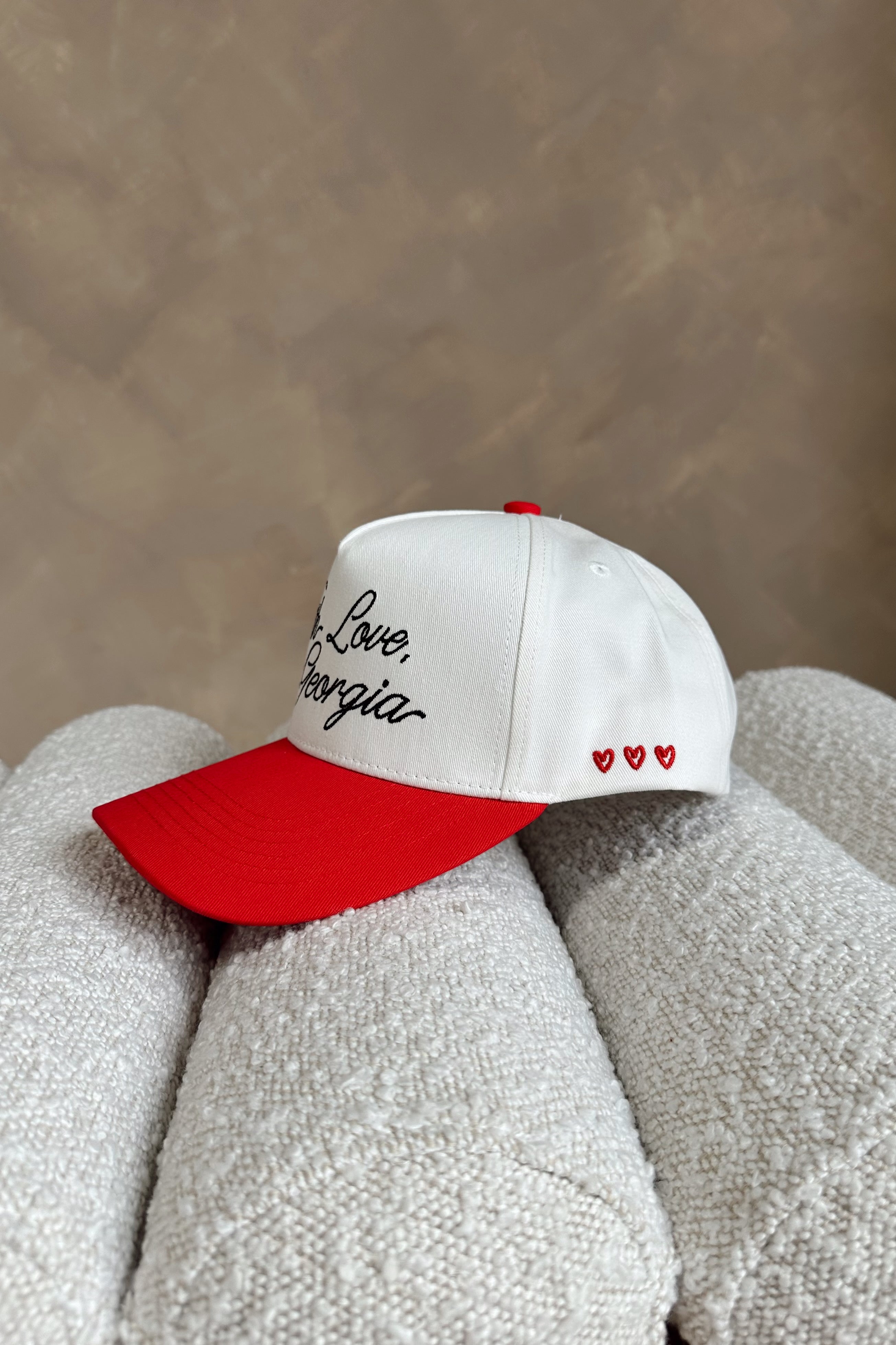 side view of the With Love From Georgia Trucker Hat