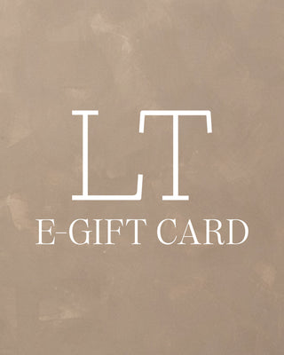 tan  $100 E-gift card with white LT logo