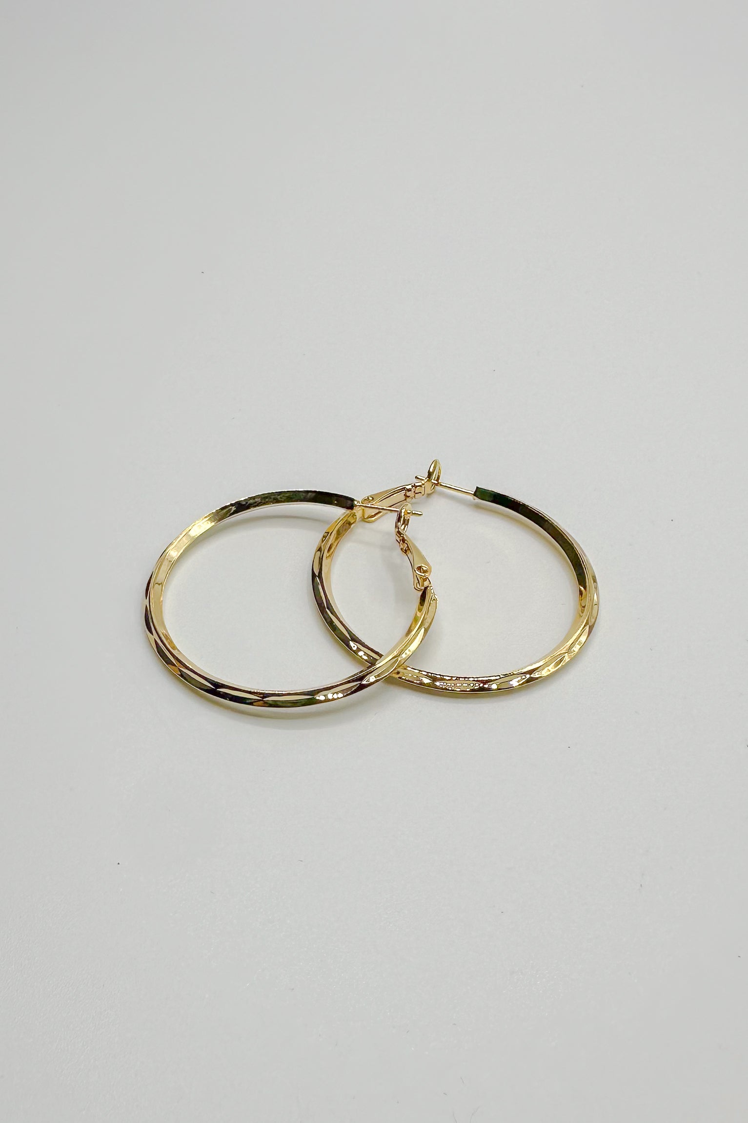 Julissa Gold Hammered Hoop Earring- close up view