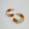 Maya Multi & Gold Beaded Hoop Earring-ivory and rust-front view