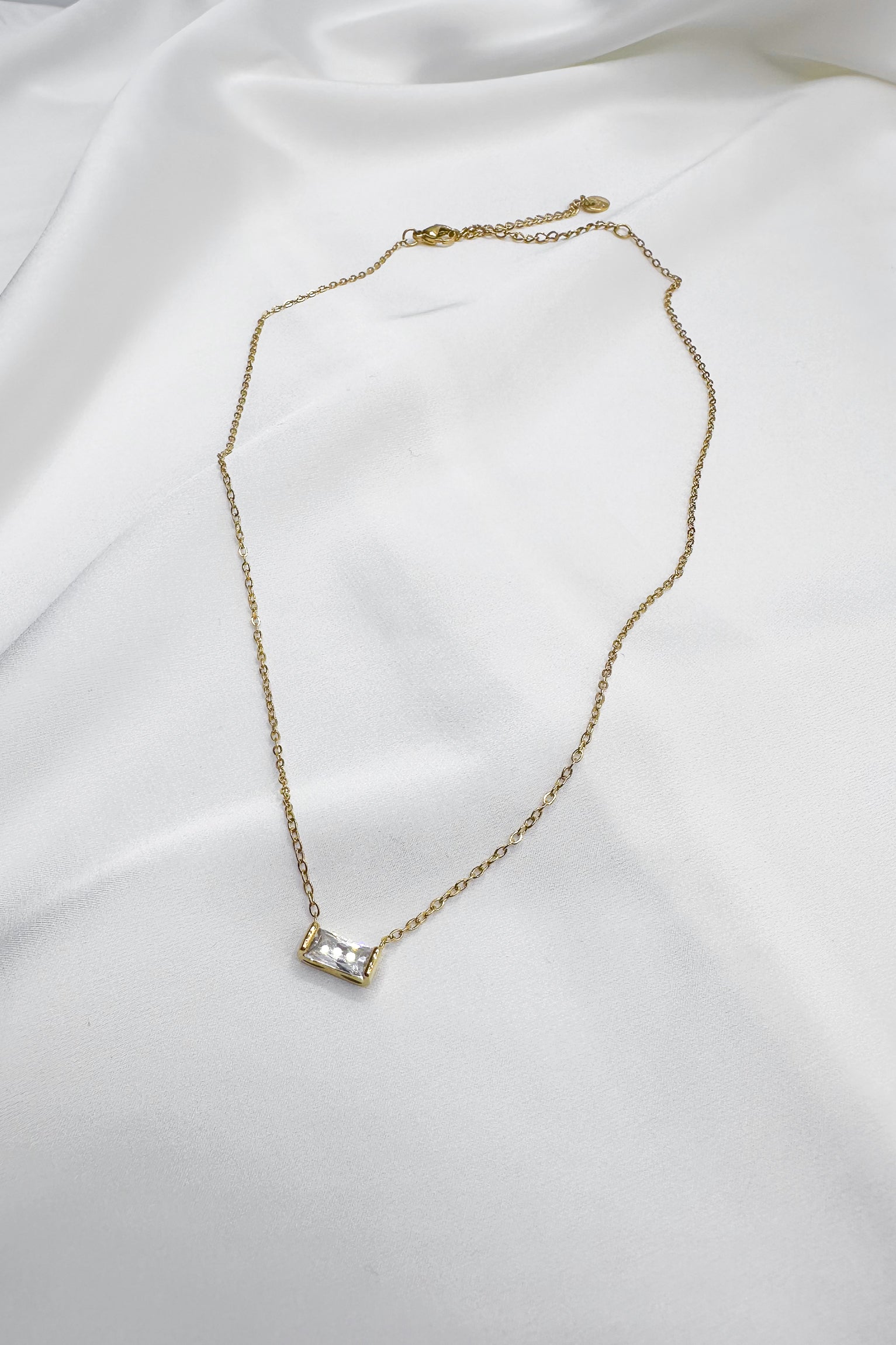 Sophia Gold Rhinestone Chain Link Necklace- front view