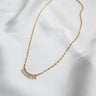 Olivia Gold & Clear Stones Single Layer Necklace- frontal side view