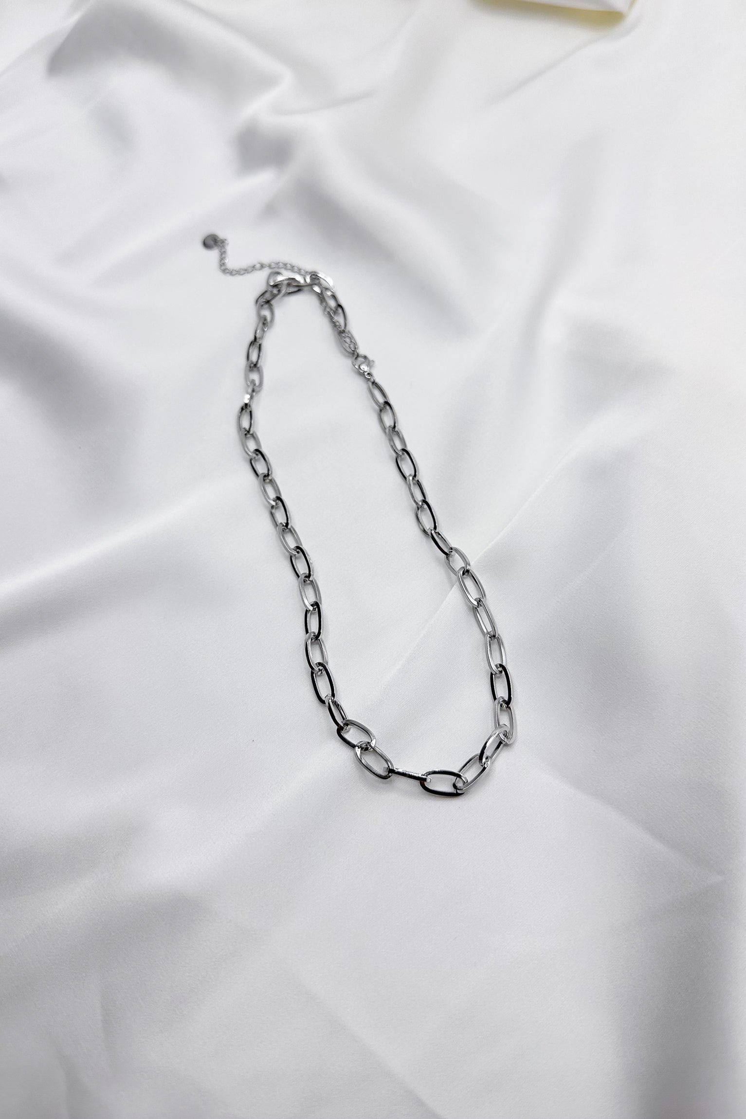 Ava Chain Link Adjustable Necklace-silver-front view