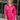 Frontal view of the Stolen Dreams Top that features a hot pink material, a collar neck and button-up front, pleated 3/4 sleeves with a bow at the wrist, and a curved bottom hem with side slits.