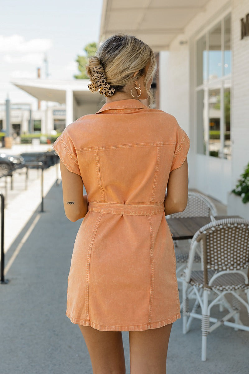 peach denim dress Peach Denim Overall Dress with Adjustable Straps
