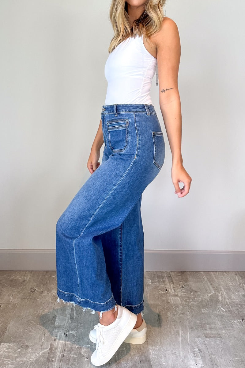 Ceros: Florence Medium Wash Wide Leg Jeans – LIZARD THICKET