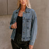 Karina Washed Denim Button-Up Jacket- front view