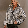 Aida Cream & Black Paisley Sherpa Pullover- front view