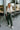 Kilah Dark Green Faux Leather Pants- full body view