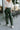 Kilah Dark Green Faux Leather Pants- front view
