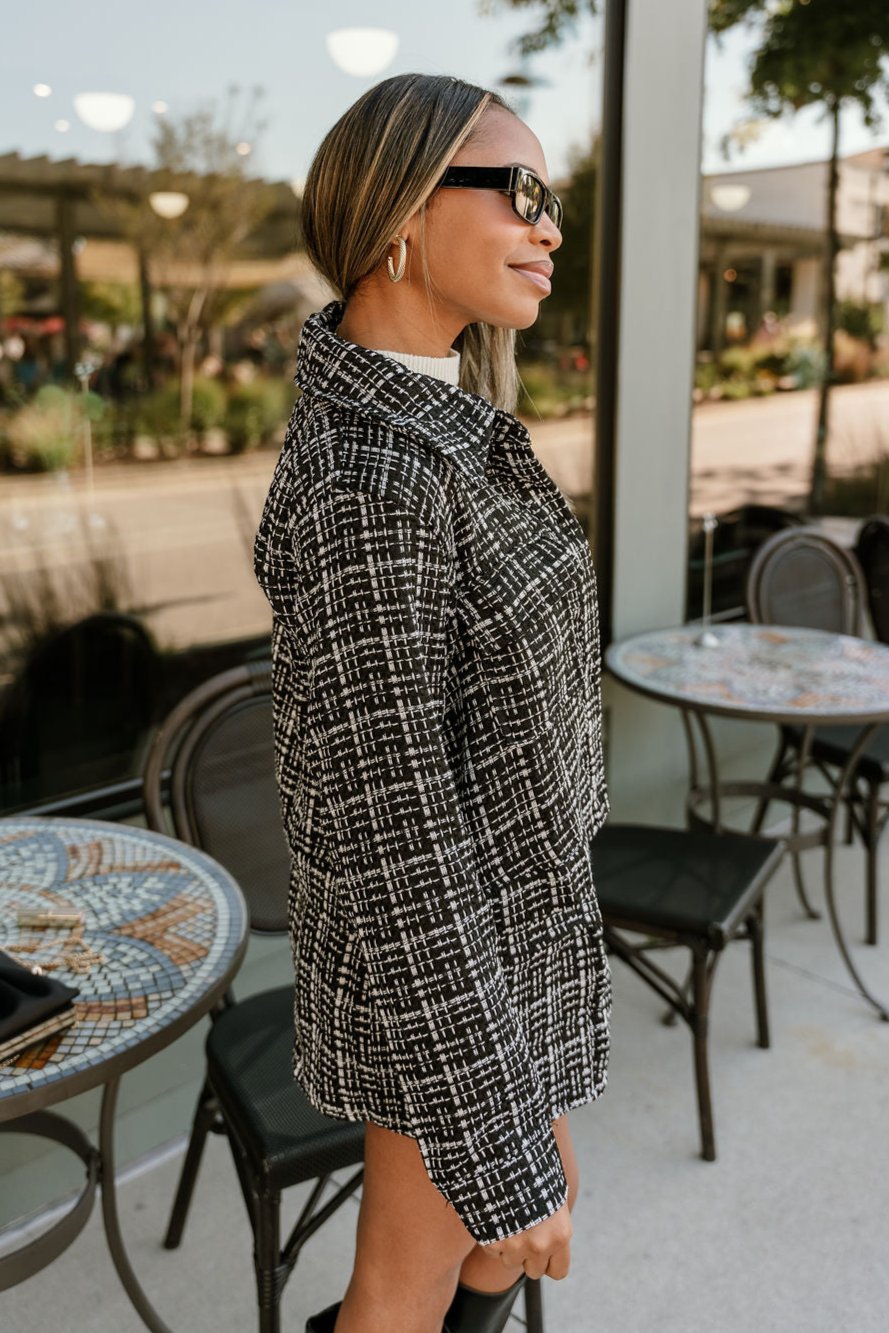 Polly Black & White Tweed Jacket - side view