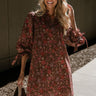 Tyra Brown Multi Floral Tie Dress- front top view