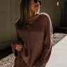 Liv Dark Brown Long Sleeve Sweater- frontal side view