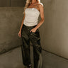 Angelica Black Faux Leather Pants- full body view