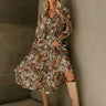 Kellyn Black Floral Long Sleeve Midi Dress - full body front view