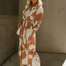 Lana Camel & White Floral Midi Dress- full body frontal side view