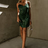 Lena Green Velvet Metallic Mini Dress- full body view