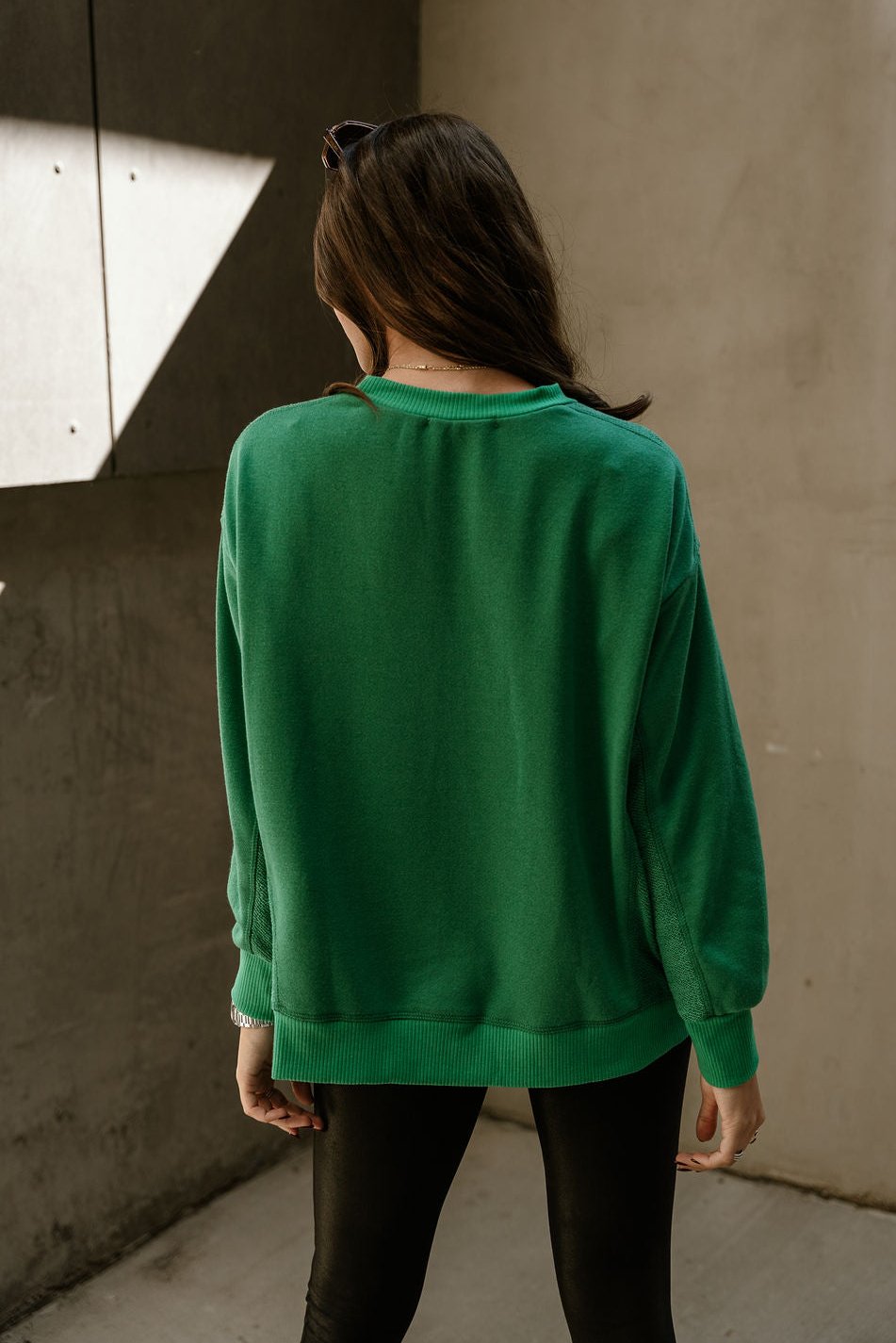 Freya Kelly Green Long Sleeve Sweatshirt- close up back view